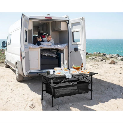 Lightweight Aluminum Folding Roll-Up Camping Table with Easy Carrying Bag for Indoor & Outdoor