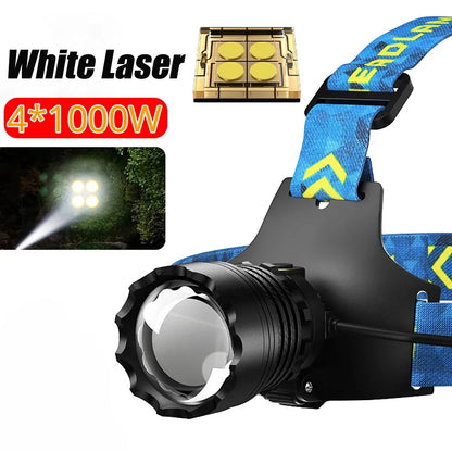300000000LM Upgrade 4*White laser Headlamp Fishing Headlight 18650 Battery Flashlight USB Rechargeable Head Lights Torch Lantern