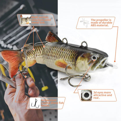 USB Rechargeable Robotic Electric Swimbait – 3.5in, Auto Swimming, Multi-Jointed, Saltwater & Freshwater