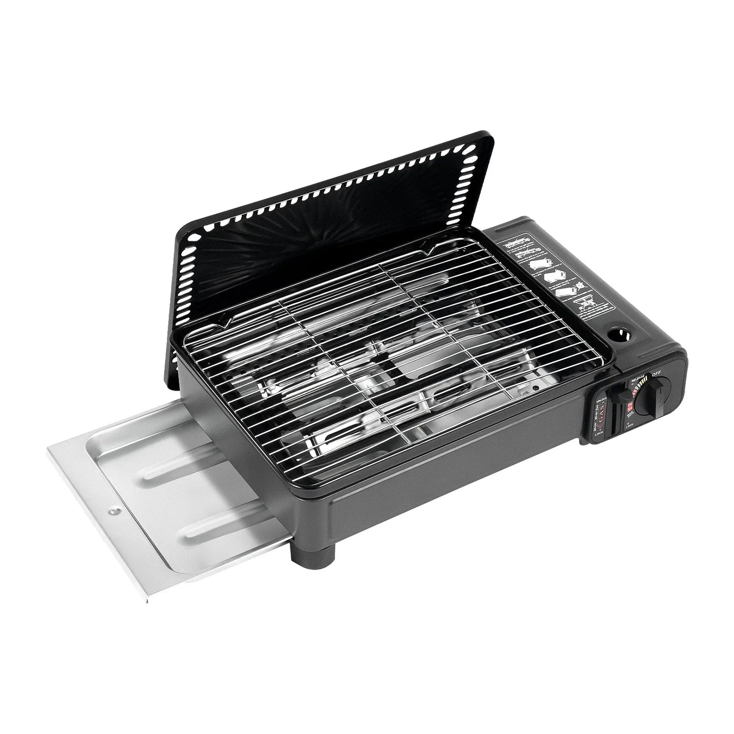 Portable Camping Grill Gas Stove – Butane/LPG, Full Accessory Kit, 41.5×28cm
