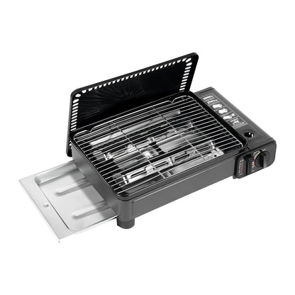 Portable Camping Grill Gas Stove – Butane/LPG, Full Accessory Kit, 41.5×28cm