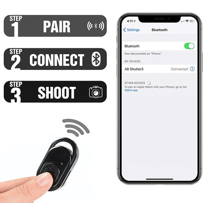 2 Pack Wireless Camera Remote Control - Wireless Remote for iPhone & Android Phones iPad iPod Tablet, Clicker for Photos & Video