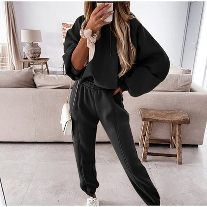Women's Hoodie Tracksuit Jogging Set – Long Sleeve Sweatshirt & Jogger Pants, Sizes S–XL
