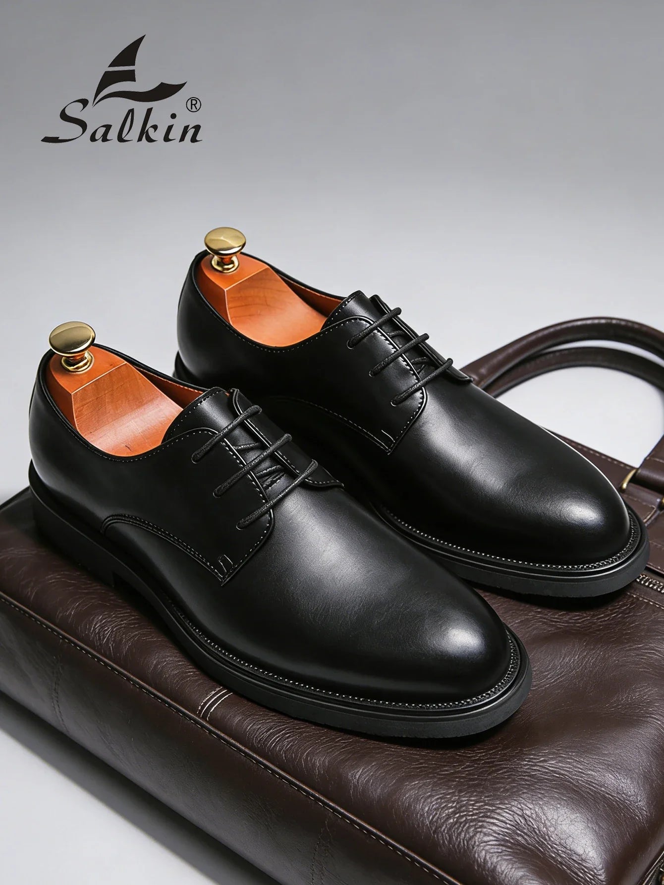 Classic Men Dress Shoes Lace Up Derby Shoes Formal Business Lesther Shoes Anti Slip Wear-resistant Office Daily Casual Shoes