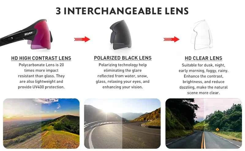 SCVCN New Sports Sunglasses Photochromic Cycling Glasses Mountain Bicycle Goggles MTB Road UV400 Protection Sun Eyewear for Man