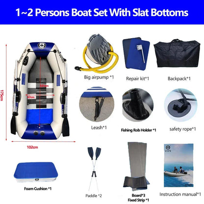 Inflatable Kayak Fishing Boat with Slats Bottom – PVC, 1–6 Persons (1.75–3.3m)