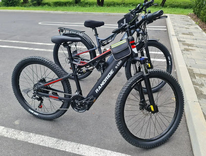 Electric Bicycle RANDRIDE YG90 1000W 48V17AH Hydraulic Brake E-bike with Full Suspension  21 Gears Shift Free Rack Electric bike