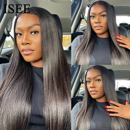 6X4 HD Lace Front Wigs Straight Glueless Wig Human Hair Ready To Wear Glueless Preplucked Wear And Go Wigs PreCut Lace ISEE Hair