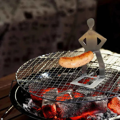 Stainless Steel BBQ Sausage Holder Novelty Party Camping Gifts Funny Sausage Roaster Reusable Hot Dog Grill for Outdoor Camping