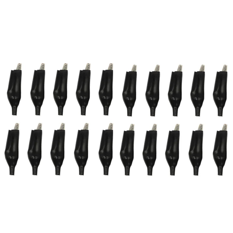 20 Pcs Crocodile type Clip 28MM Black Red Blue Black Yellow Soft Plastic Coated Testing Probe Mini Alligator Test Clips