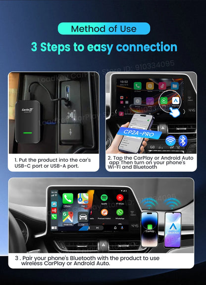 CarlinKit CP2A Pro Ai Box Wireless Adapter CarPlay Android Auto Wireless Smart CarPlay Box Support YouTube Netflix TikTok 5G USB