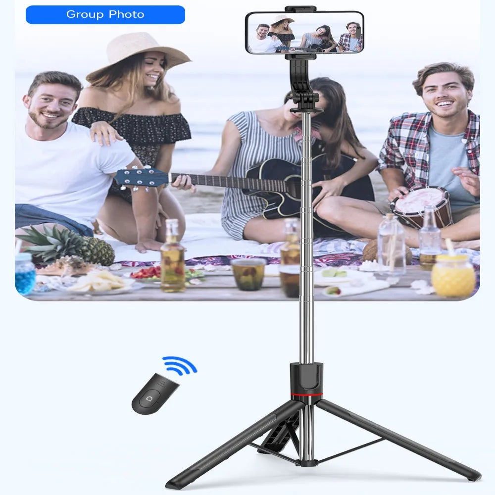 BSLIUFANG new 1.7M Wireless Selfie Stick for Smartphone with Bluetooth Remote, Portables Foldable Stand for Vlog Shooting Record