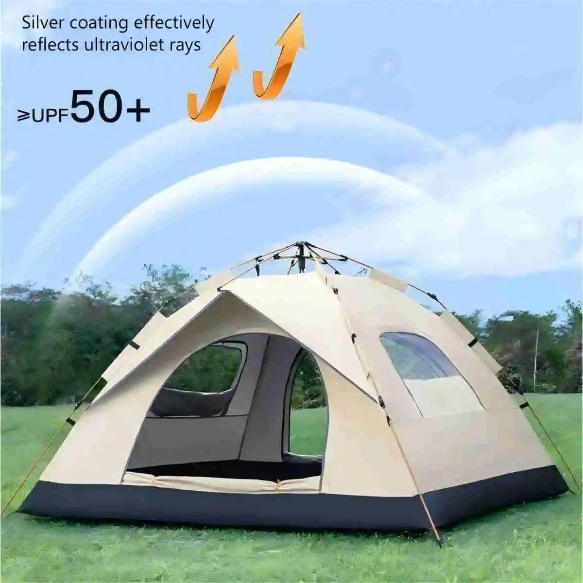 4-Person Pop-Up Camping Tent – Two Doors & Two Windows, 4-Season, 1500-2000mm Waterproof