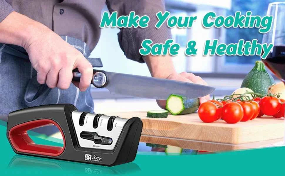 Four in one kitchen sharpener restores serrated blade knives and scissors, diamond tungsten steel