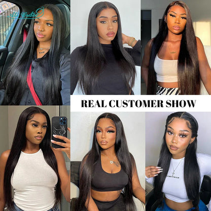 ALI GRACE Hair HD Lace Frontal 13X4 Brazilian Straight Hair Ear To Ear Frontal 100% Remy Human Hair Middle/Free Part Lace Front