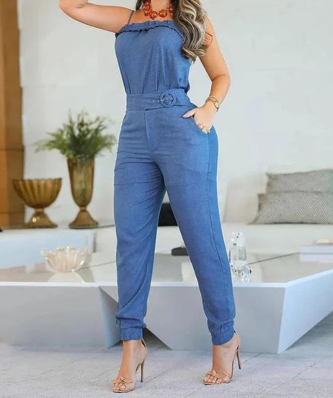 Elegant Woman Suit 2 Pieces Sleeveless Sling Top+casual Slim Pants Solid Color Sweet and Fresh Sets for Female 2024 Streetwear