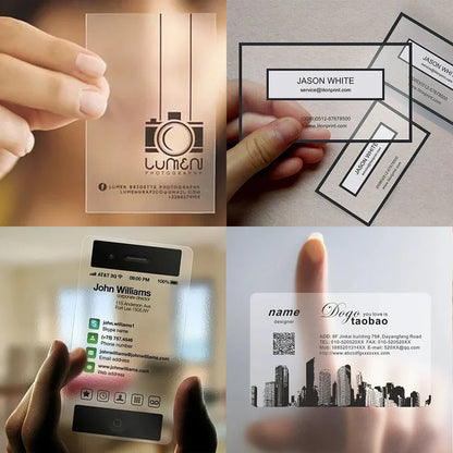 20/50/100/200PCS Transparent PVC Business Card Colorful Printing Personalized LOGO Text Thank You Card Free DESIGN 0.38mm