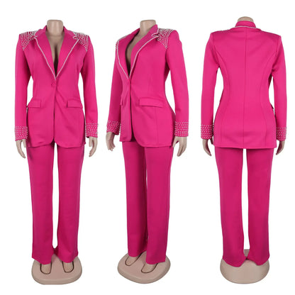 Customized 2 Piece Women Sets Plus Size Dashiki African New Arrival Matching Two Pieces Sets Blazer Coat Top Pants Suits Outfits
