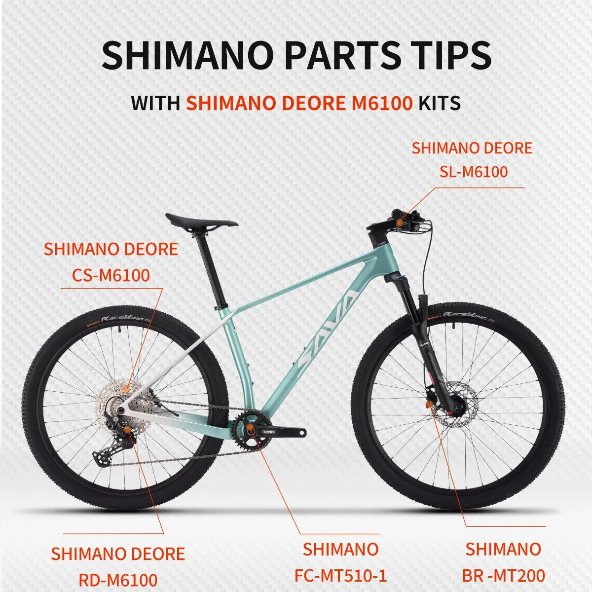 SAVA New Lantop 612 Carbon Fiber Mountain Bike, MTB Adult Bikes Mountain with SHIMANO DEORE M6100 12-Speed Components Bicycle