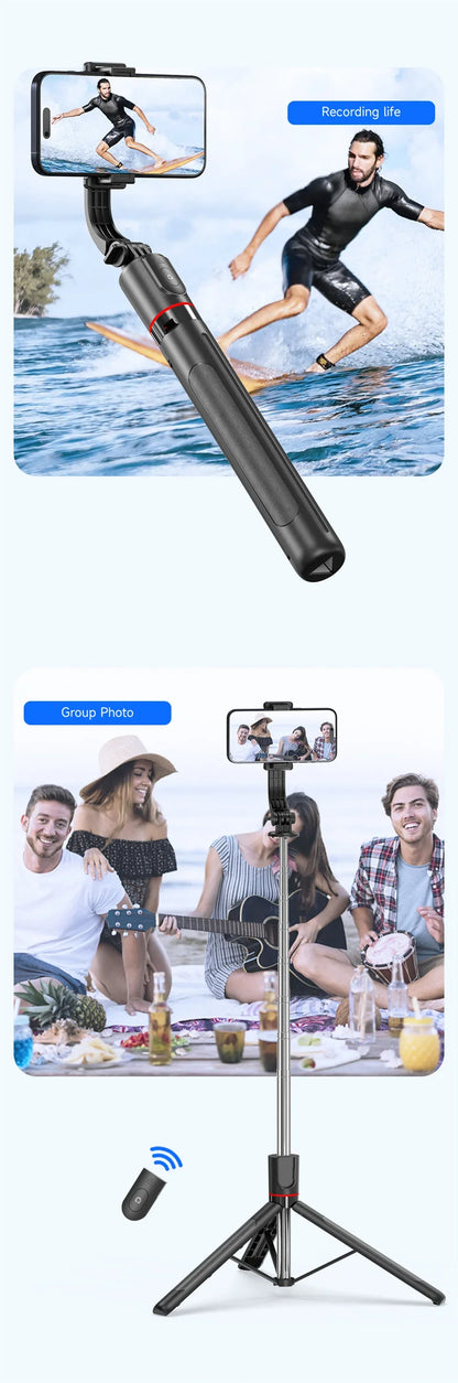 BSLIUFANG new 1.7M Wireless Selfie Stick for Smartphone with Bluetooth Remote, Portables Foldable Stand for Vlog Shooting Record