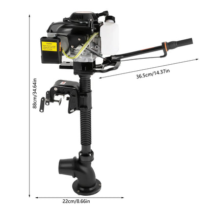4HP 55cc 4-Stroke Outboard Motor, 2900W Boat Engine with Jet Pump, 360° Tilt for Inflatable Fishing Boats, Manual Start
