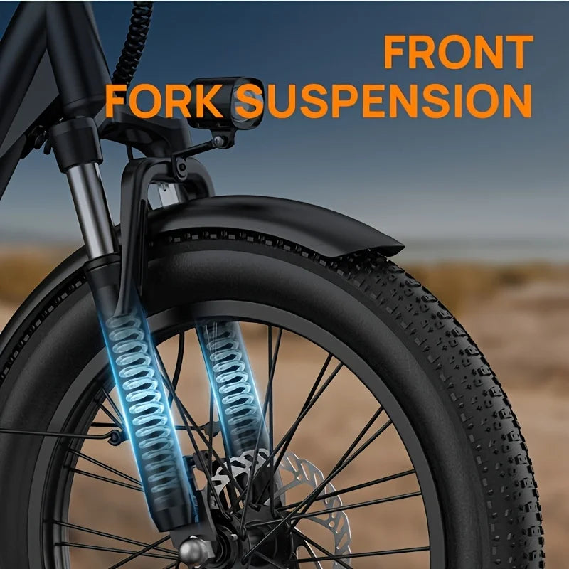 1000W Electric Bike – 48V 13Ah Removable Battery, 20″×3" Fat Tire, 7-Speed, Dual Disc Brakes