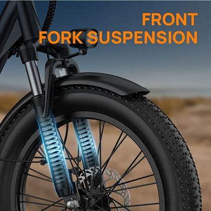 1000W Electric Bike – 48V 13Ah Removable Battery, 20″×3" Fat Tire, 7-Speed, Dual Disc Brakes