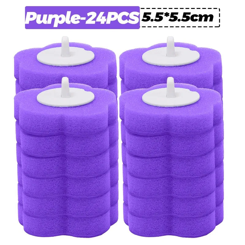 6-60PCS Toilet Disposable Replacement Head Foam Cleaning Sponges Heads Toilet Brush Refills No Dead Angle Bathroom Brush Heads