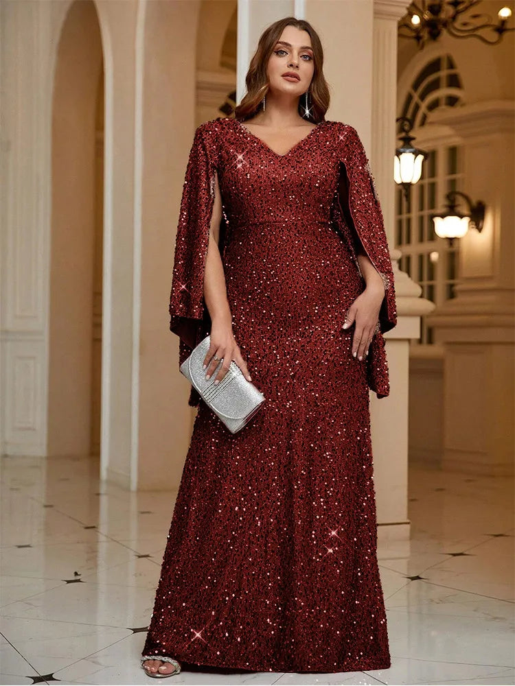 Plus Size Pink Shawl Shining Gorgeous Ballroom Evening Dress 4XL 5XL Big Size Wedding Evening Dress Women Prom Dress