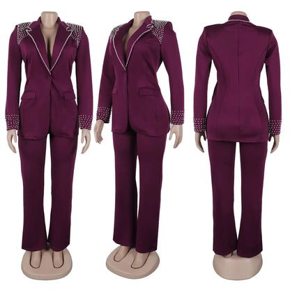 Customized 2 Piece Women Sets Plus Size Dashiki African New Arrival Matching Two Pieces Sets Blazer Coat Top Pants Suits Outfits