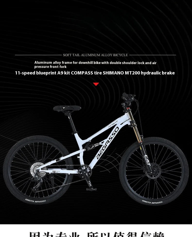 Men's Aluminum Alloy Mountain Bike – 27.5"/26" Soft Tail Full Suspension Adult MTB
