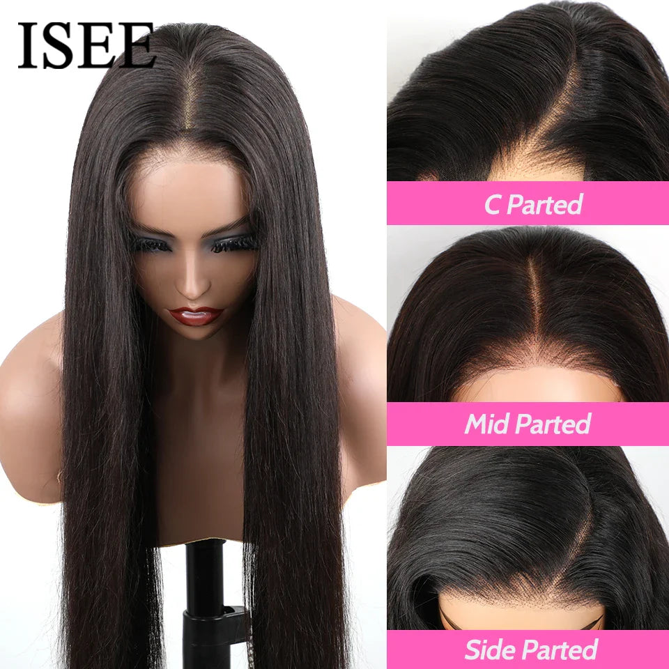 6X4 HD Lace Front Wigs Straight Glueless Wig Human Hair Ready To Wear Glueless Preplucked Wear And Go Wigs PreCut Lace ISEE Hair