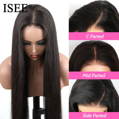 6X4 HD Lace Front Wigs Straight Glueless Wig Human Hair Ready To Wear Glueless Preplucked Wear And Go Wigs PreCut Lace ISEE Hair