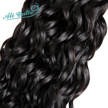 ALI GRACE Hair Brazilian Natural Wave Hair Bundles 3 Pieces 100% Human Hair Weaving 12-28inch Remy Hair Extensions Water Wave