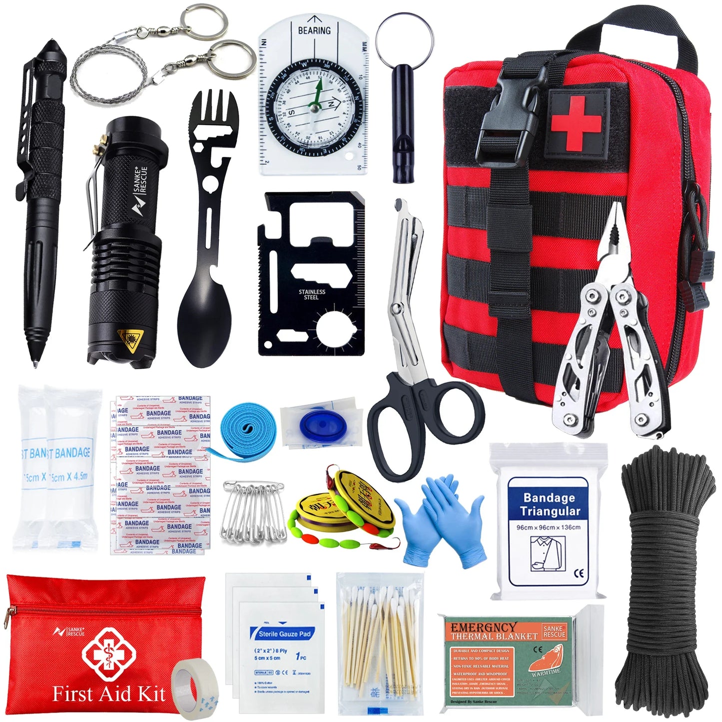 Survival First Aid Kit – Full Outdoor Emergency Trauma Bag for Camping & Hiking