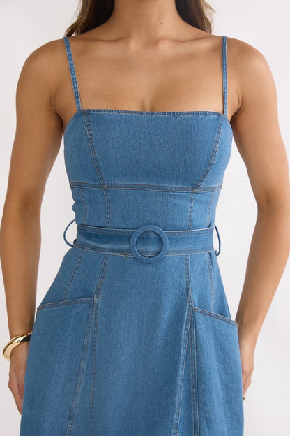 Summer Skies Denim Midi Dress - Denim
