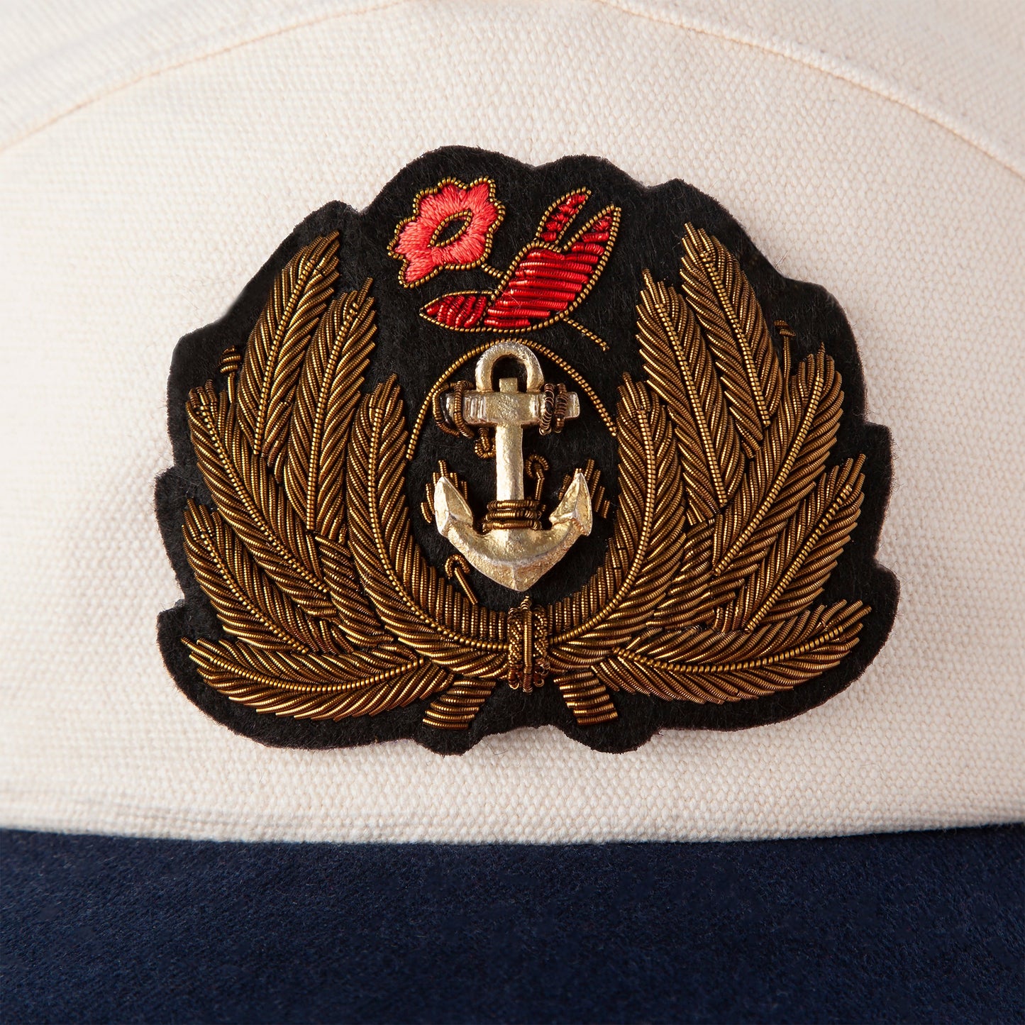 'Claws N' Roses' 7-Panel Souvenir Cap (Tan / Navy)