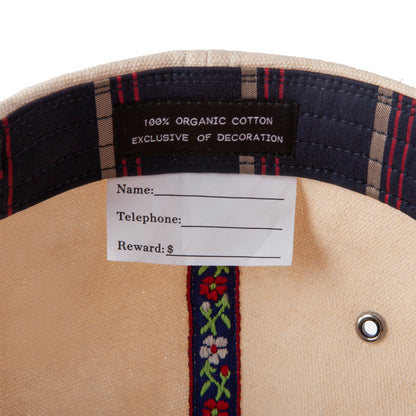 'Claws N' Roses' 7-Panel Souvenir Cap (Tan / Navy)
