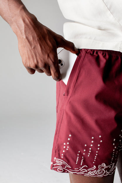 'Fruits De Mer' Swim Trunks (Burgundy)