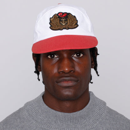 'Claws N' Roses' 7-Panel Souvenir Cap (White / Red)