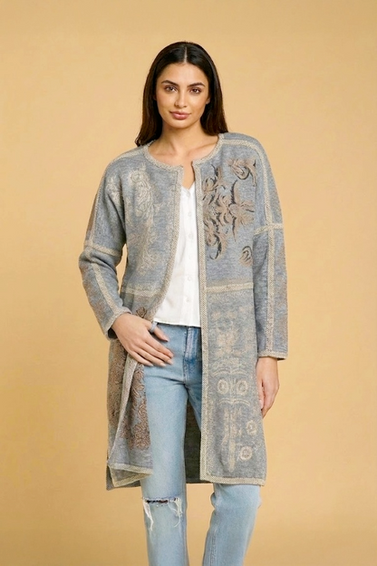Johnny Was Biya Heather Grey Mila Long Sleeve Boxy Sweater B57524-8