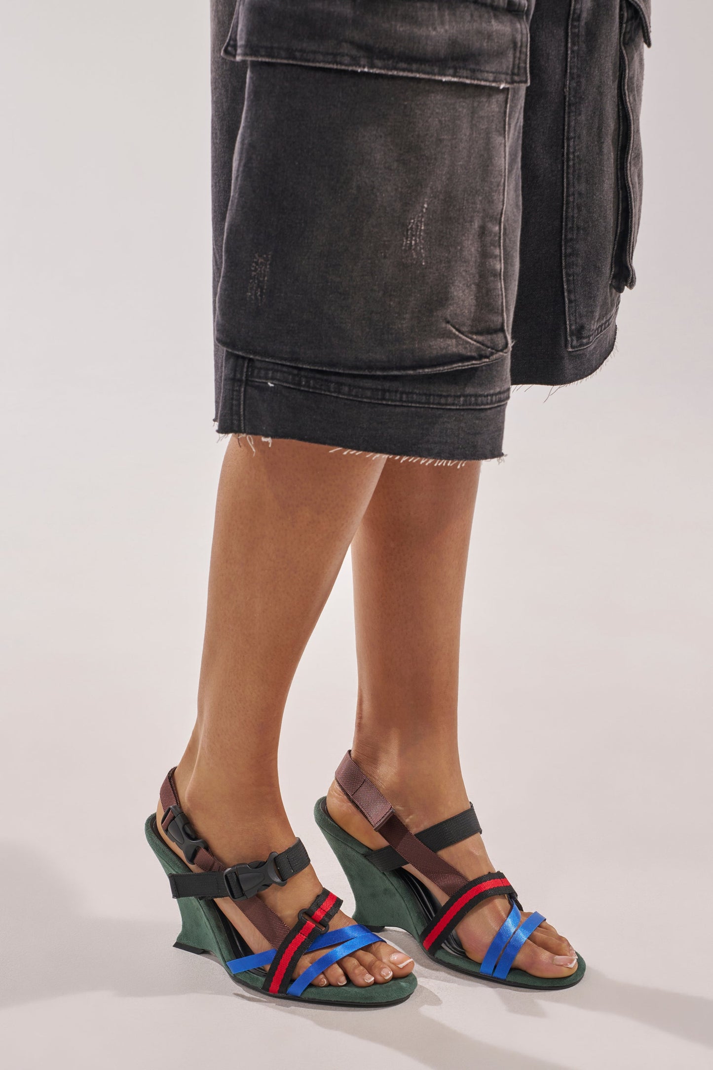AKIRA GOLD VALTE MULTI WEDGE SANDAL WITH SPORTY HARDWARE