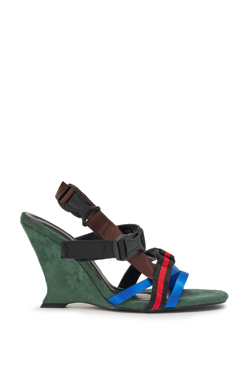 AKIRA GOLD VALTE MULTI WEDGE SANDAL WITH SPORTY HARDWARE