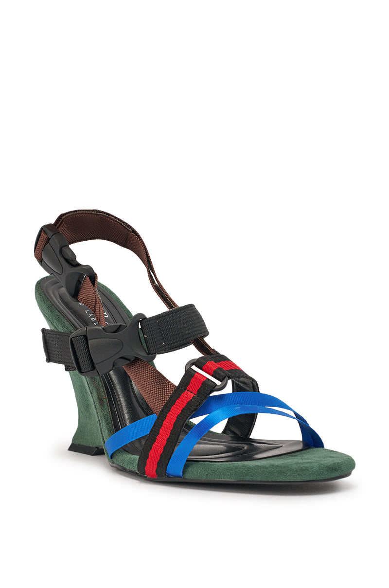 AKIRA GOLD VALTE MULTI WEDGE SANDAL WITH SPORTY HARDWARE
