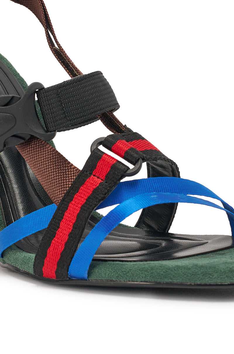 AKIRA GOLD VALTE MULTI WEDGE SANDAL WITH SPORTY HARDWARE