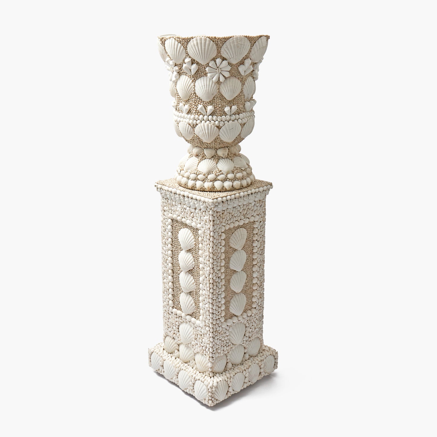 Large Mixed Shell Urn & Pedestal