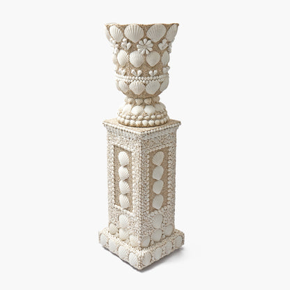 Large Mixed Shell Urn & Pedestal
