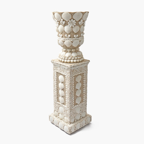 Large Mixed Shell Urn & Pedestal