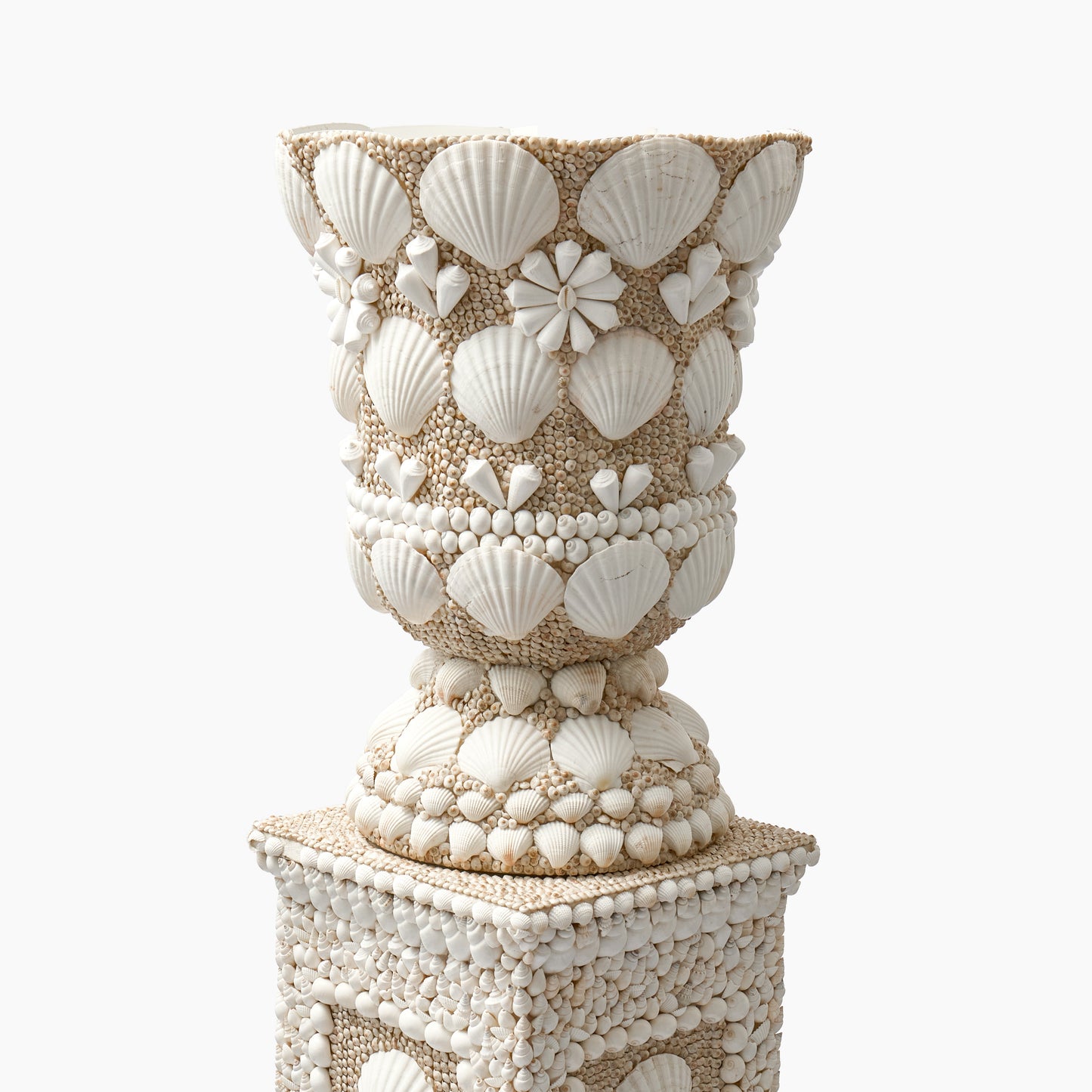 Large Mixed Shell Urn & Pedestal