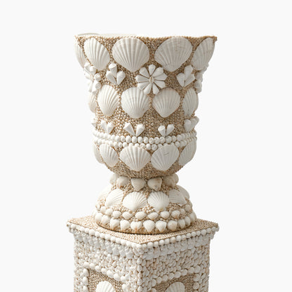 Large Mixed Shell Urn & Pedestal